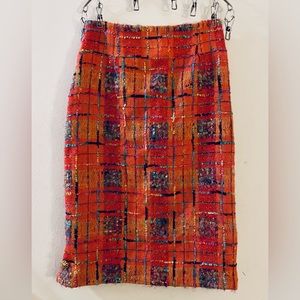 Women’s woven/tweed like skirt, with boulce accents probably vintage